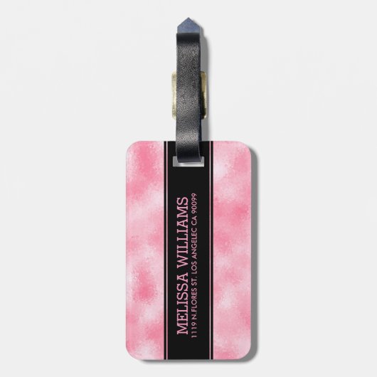 いちごモダンとクリームグリッターのテクスチャ ラゲッジタグ (裏面縦)