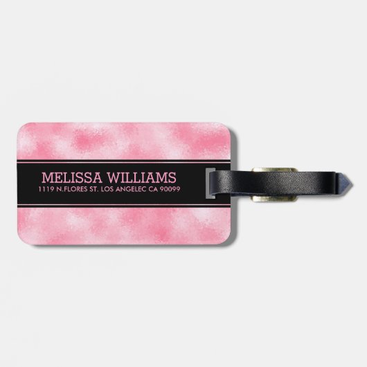 いちごモダンとクリームグリッターのテクスチャ ラゲッジタグ (裏面横)