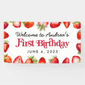 いちごモダンキッズファースト誕生日へようこそ 横断幕 (横)