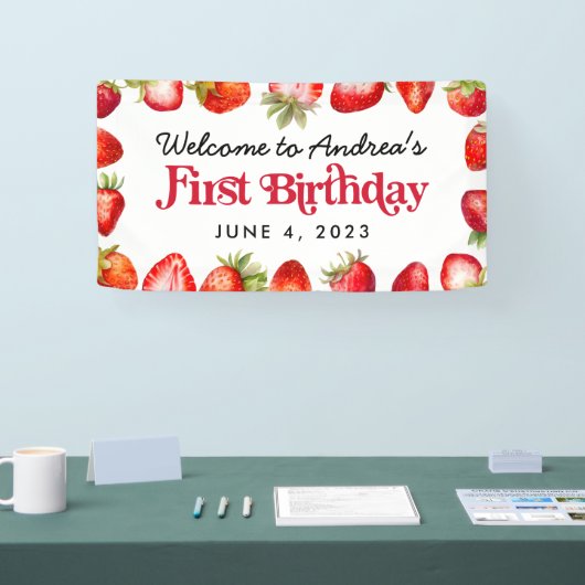 いちごモダンキッズファースト誕生日へようこそ 横断幕 (トレードショー)