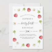 いちごモダンスイートベリーファースト誕生日 招待状 (正面)