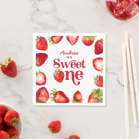 いちごモダンスイートワン第1誕生日女子 スタンダードカクテルナプキン (インサイチュ)