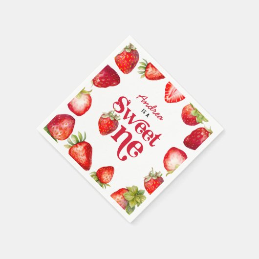 いちごモダンスイートワン第1誕生日女子 スタンダードカクテルナプキン (角)