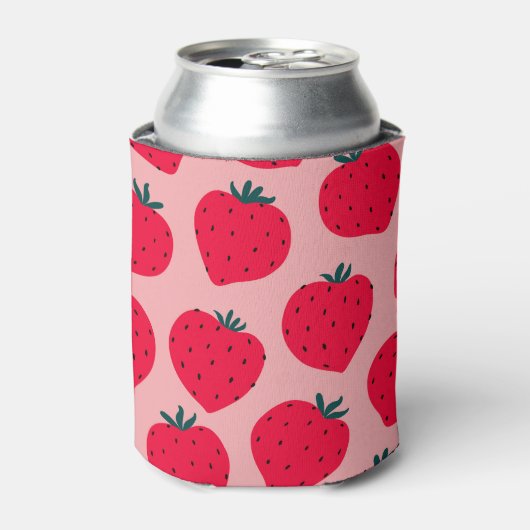 いちごモダンピンクシームレスパターン 缶クーラー (缶正面)