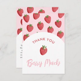 いちごモダンピンク赤ちゃんシャワーサンキューカード