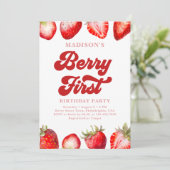 いちごモダンベリーファースト誕生日 招待状 (スタンド正面)