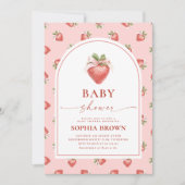 いちごモダン赤ちゃんシャワー 招待状 (正面)