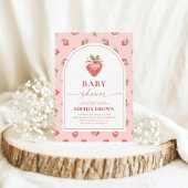 いちごモダン赤ちゃんシャワー 招待状