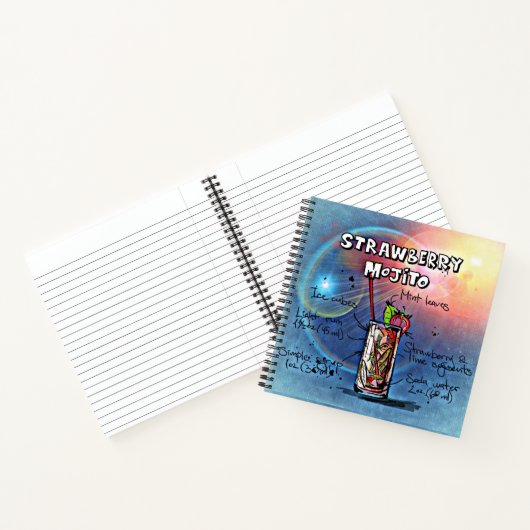 いちごレシピもじとう(12個の飲み物セットの#11) ノートブック (内部)