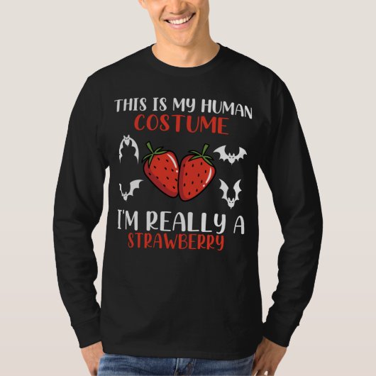 いちご不気味ハロウィンアパレルとこうもり Tシャツ (正面)