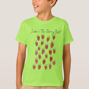 いちご予測できなの柄の少年のTシャツ Tシャツ
