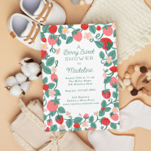 いちご図解入りの、写真付きののベリースイートベビーシャワー