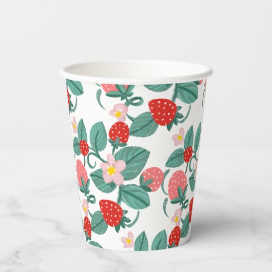 いちご図解入りの、写真付きののベリースイートベビーシャワー 紙コップ (裏面)