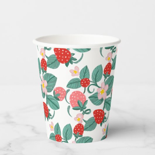 いちご図解入りの、写真付きののベリースイートベビーシャワー 紙コップ (正面)