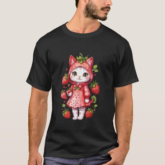 いちご子猫レインコート Tシャツ (正面)