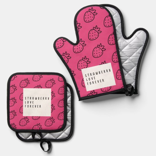 いちご愛。 鍋つかみ&鍋敷きセット (正面/裏面)