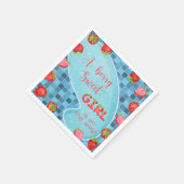 いちご果実の女の子の赤ちゃんシャワーナプキン。 スタンダードカクテルナプキン (角)