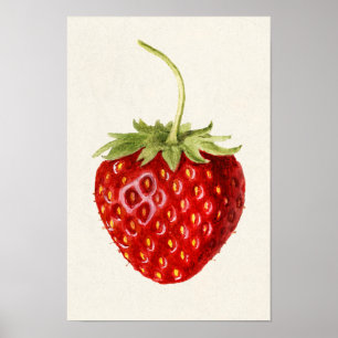 いちご果実水絵画色 ポスター