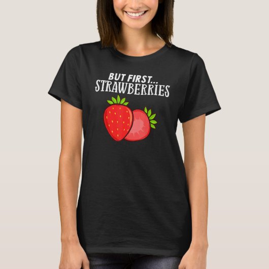 いちご果菜園の植物イチゴの種子 Tシャツ (正面)