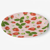いちご柄ピンク背景 ペーパープレート (アングル)