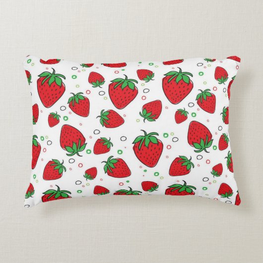 いちご柄 アクセントクッション (正面)