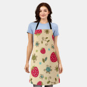 いちご柄 エプロン (着用した状態)