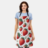 いちご柄 エプロン (着用した状態)