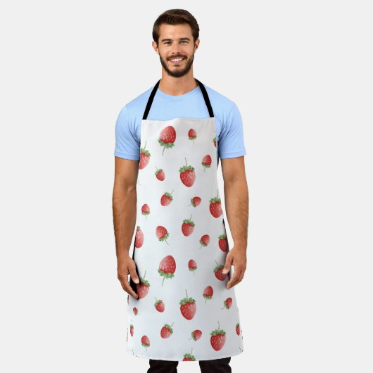 いちご柄 エプロン (着用した状態)