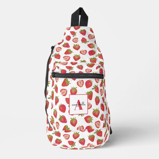 いちご柄 スリングバッグ (正面)