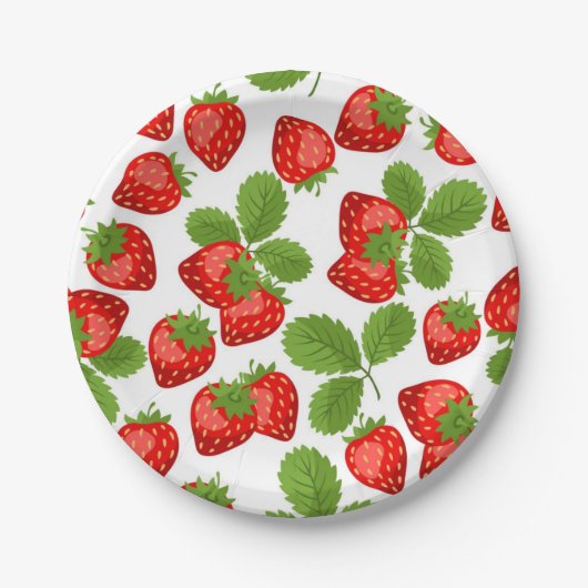 いちご柄 ペーパープレート (正面)