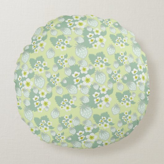 いちご柄 ラウンドクッション (正面)