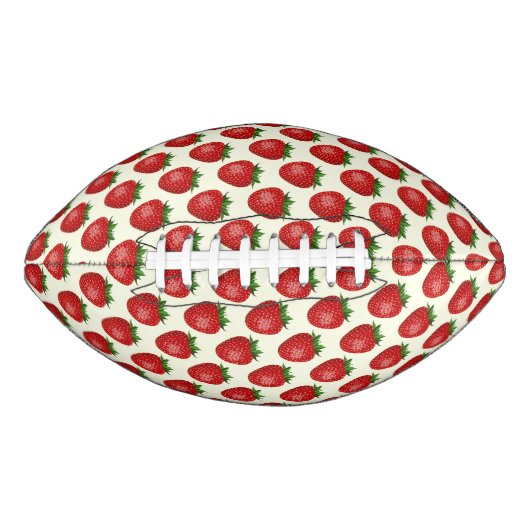 いちご柄、赤いちご、果物、葉 アメリカンフットボール (正面)