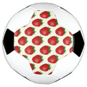 いちご柄、赤いちご、果物、葉 サッカーボール (回転)