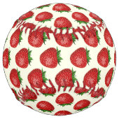 いちご柄、赤いちご、果物、葉 ソフトボール (裏面)