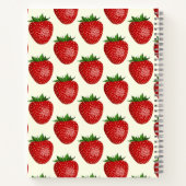 いちご柄、赤いちご、果物、葉 ノートブック (裏面)