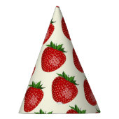 いちご柄、赤いちご、果物、葉 パーティーハット (右)