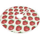 いちご柄、赤いちご、果物、葉 ブラッシュドポリエステルツリースカート (アングル)