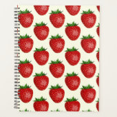 いちご柄、赤いちご、果物、葉 プランナー手帳 (正面)