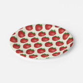 いちご柄、赤いちご、果物、葉 ペーパープレート (アングル)