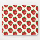 いちご柄、赤いちご、果物、葉 マウスパッド (正面)