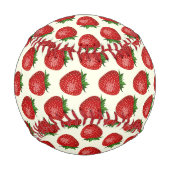 いちご柄、赤いちご、果物、葉 野球ボール (正面)