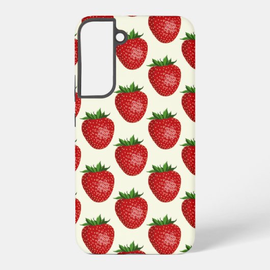 いちご柄、赤いちご、果物、葉 SAMSUNG GALAXYケース (裏面)