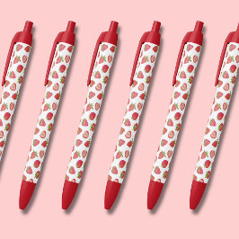 いちご柄 黒ボールペン