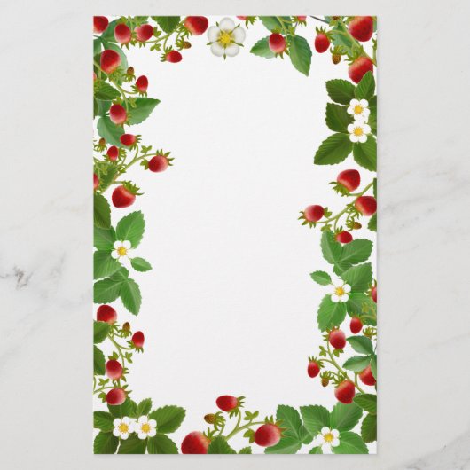 いちご植物の花柄の文房具 便箋 (正面)