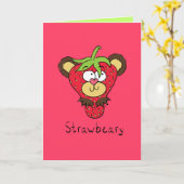 いちご熊かわいいキッズグリーティングカード カード (黄色い花)