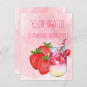 いちご狩りパーティーの招待状 招待状 (正面/裏面)