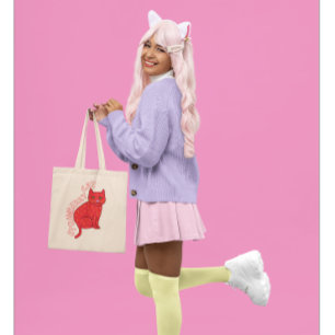 いちご猫キッズ可愛いピンクスタイリッシュ猫 トートバッグ