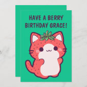 いちご猫誕生日カード シーズンカード (正面/裏面)