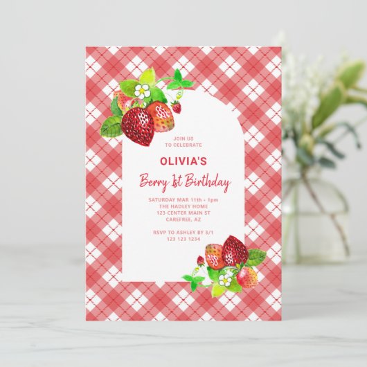 いちご第1回誕生日の写真 招待状