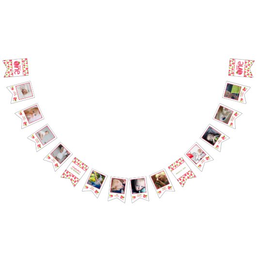 いちご第1誕生日12ヶ月写真 バンティングフラッグ (全)